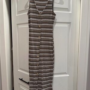Altar'd State Brown Striped Maxi Dress